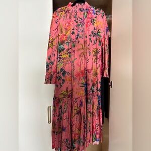 Zimmermann Pink Pleated Sundress with Bishop Sleeves